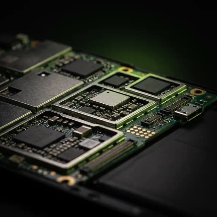 Close-up of a phone motherboard